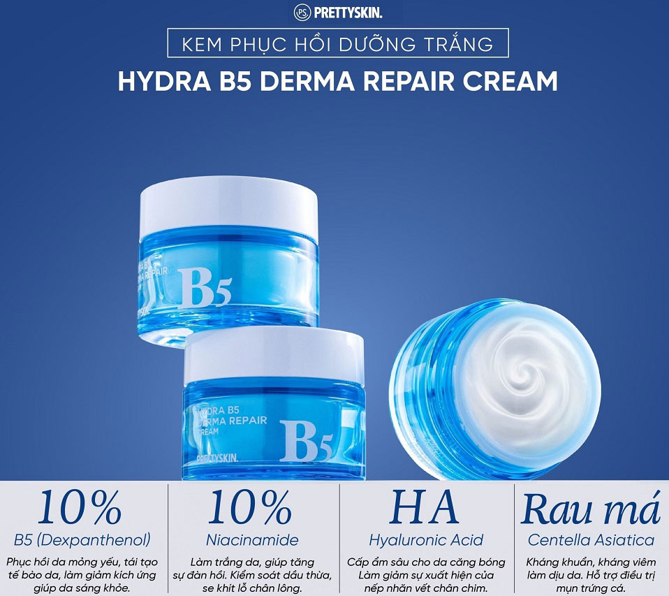 Kem dưỡng Pretty Skin Hydra B5 Derma Repair Cream 52ml 2