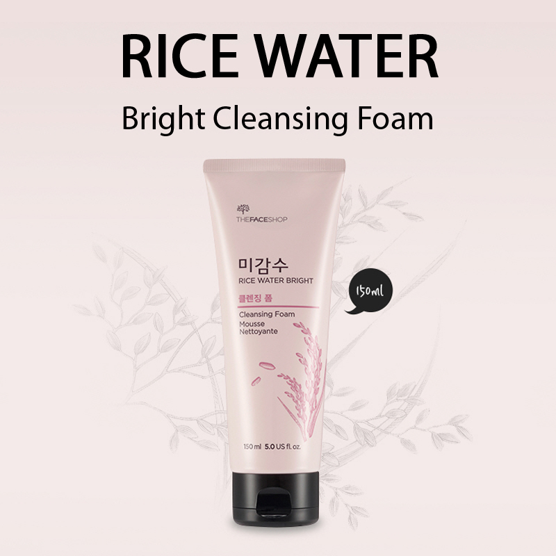 sua rua mat gao hat the face shop rice water bright rice bran cleansing foam 4